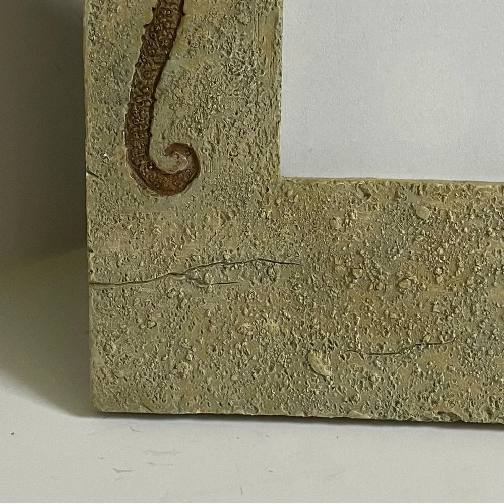 Seahorse Sand Dollar Frame 3 X 5 Photo Beach Nautical Ocean Ceramic Resin EUC
